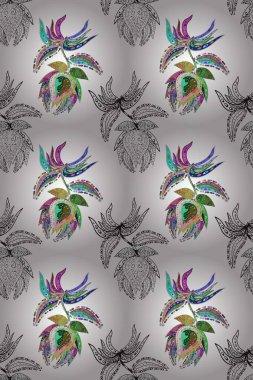 Hediye ambalaj kağıdı, tebrik kartları, posterler ve pankart tasarımı. Düz çiçek deseni. Çiçekler beyaz, kırmızı ve gri renklerde.