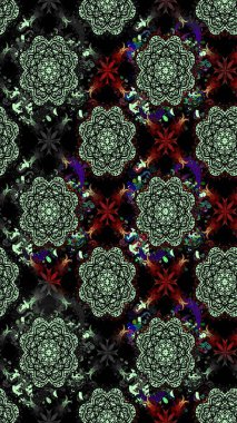 Raster illüstrasyonundaki çiçek desenli çizim. Siyah renkte çiçekler.