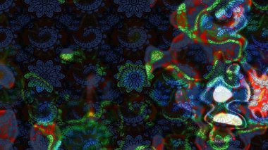 Düz Çiçek Elementleri Tasarımı. Çiçek deseni. Renkli Bahar Teması eskiz kalıbı. Raster illüstrasyonu. Chichi kumaş deseni çiz.