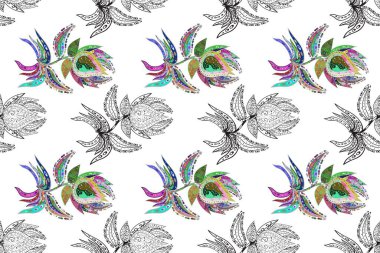 Beyaz, gri ve kırmızı renklerde parlak çiçekli halı deseni.