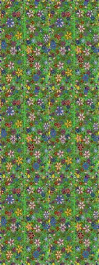 Çiçek çelengi. Eski moda arka plan. Şablon, pürüzsüz, çiçekli kenar. Raster illüstrasyonu. Güzel, parlak, pürüzsüz kumaş, tuval. Kıvırcık, parlak örgü.