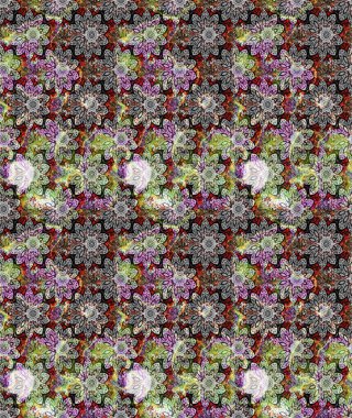 Raster illüstrasyonundaki çiçek desenli çizim. Gri renkli çiçekler.
