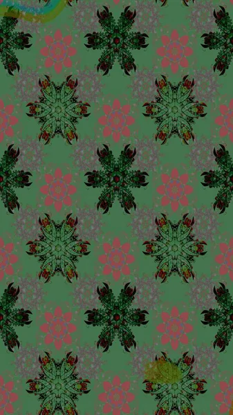 Çiçek kompozisyonu, el boyası, hassas şablon. Yeşil renkte manzaralı çiçek deseni. Sevgililer günü ve tebrik kartı konsepti için şık bir davetiye. Üst görünüm, yumuşak biçim.