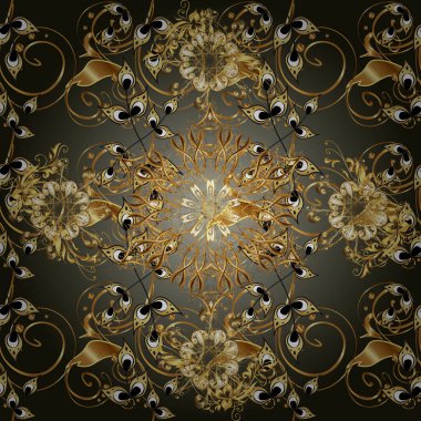 Geleneksel altın desenli gri ve kahverengi renkler ve altın elementler. Barok tarzında kusursuz bir doğulu süsü..