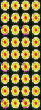 Sarı ve gri renkli çiçekler. Kumaş desenli papatya çiçekleri ayrıntıları.