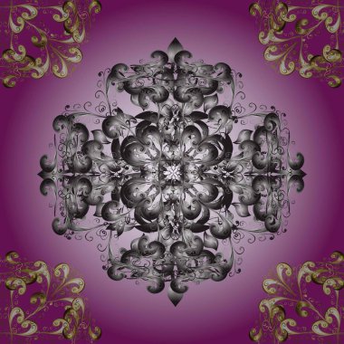 Çiçekli süslemeli, pürüzsüz bir desen. Hoş renkler üzerine geleneksel Arapça dekor. Duvar kâğıdı için altın süslü bir illüstrasyon. Süslü dantel iz sürücü. Doğu tarzında vintage tasarım ögesi.