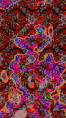 Düz Çiçek Elementleri Tasarımı. Renkli Bahar Teması eskiz kalıbı. Güzel çiçek deseni. Kahverengi ve kırmızı renkte çiçekler.