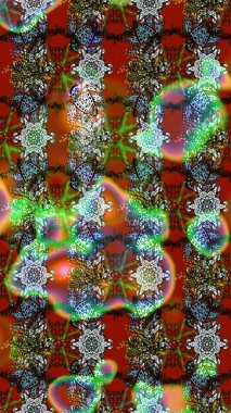 Renkli Bahar Teması eskiz kalıbı. Düz Çiçek Elementleri Tasarım Raster illüstrasyonu. Çiçek desenli eskiz. Kahverengi ve yeşil renkte çiçekler.