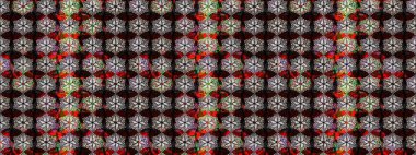 Siyah ve kahverengi renkte çiçekler. Hediye ambalaj kağıdı, tebrik kartları, posterler ve pankart tasarımı. Raster düz çiçek çizim deseni.