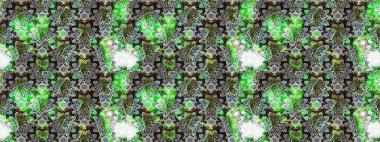 -Gri ve yeşil çiçekler. Raster deseni. Çiçek kompozisyonu. Küçük çiçekte güzel bir desen var. Çiçek kolajı. Doğa. Çiçek arka planı.