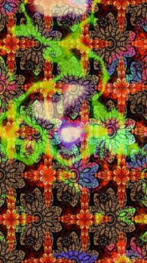 Raster illüstrasyonu. Kahverengi renkte kahverengi papatya deseni. Kahverengi renklerde.