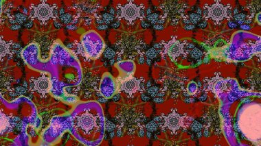 Hediye ambalaj kağıdı, tebrik kartları, posterler ve pankart tasarımı. Raster düz çiçek çizim deseni. Kırmızı ve kahverengi renkte çiçekler.