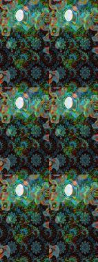 Güzel kumaş deseni. El çizimi. Raster illüstrasyonu. Çiçekler, dallar, otlar ve çiçekler.