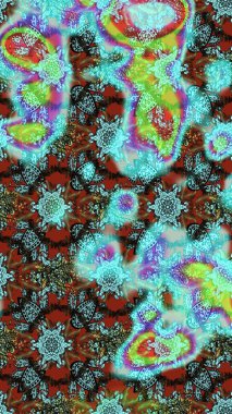 Çiçekli güzel suluboya desen. Mavi ve yeşil renklerde. Raster illüstrasyonu.