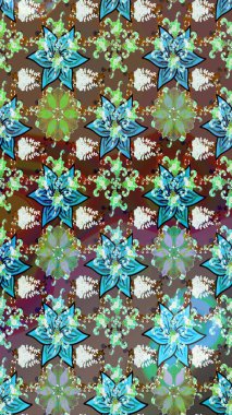 Kahverengi renkli güzel bir tekstil. Raster illüstrasyonu. Suluboya çiçekli çiçek deseni.