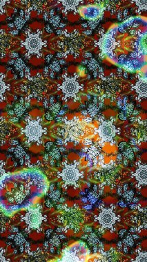 Halk tarzı. Parlak renkli çiçekleri ve gri ve kahverengi renkte yaprakları olan harika bir çiçek deseni. Moda baskıları için zarif bir şablon. Modern çiçek arkaplanı.