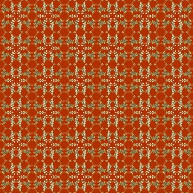 Kusursuz çiçek deseni. Kusursuz raster arka plan. Duvar kâğıdı barok, İspanyol kumaşı. Turuncu, bej ve kahverengi renklerde grafiksel modern kusursuz desen.