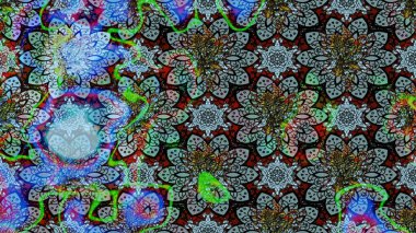 Raster illüstrasyonu. Mavi ve siyah renklerde. Mavi ve siyah renkte mavi ve siyah papatyalar..