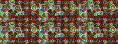 Çiçekli eskiz deseni. Suluboya çizimi. El çizimi. Kahverengi ve yeşil renkte çiçekler.