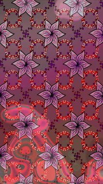 Sevimli çiçek raster deseni. Renkli Bahar Teması eskiz kalıbı. Düz Çiçek Elementleri Tasarımı. Kahverengi renkte çiçekler.