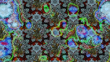 Mavi ve nötr renklere karalamalar çizilmiş çiçek deseni. Raster illüstrasyonu.