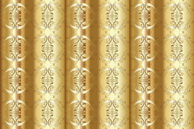 Geleneksel oryantasyon süsü. Klasik klasik klasik arka plan. Klasik raster sarısı, kusursuz desen. Altın elementlerle bej ve sarı renklerde kusursuz desen.