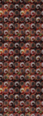 Elle çizilmiş çiçek desenli Raster çizimi. Siyah ve kahverengi arka planda. Çocuksu tasarım. Tekstil, kumaş, ambalaj, hatıra defteri için güzel çiçek arkaplanı..