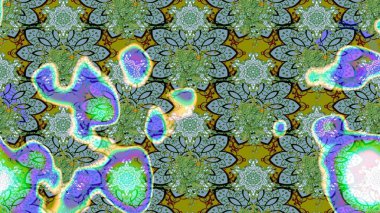 Yeşil ve mavi renklerde. Yeşil ve mavi renkli yeşil ve mavi papatya deseni. Raster illüstrasyonu.