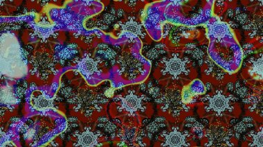 Renkli Bahar Teması eskiz kalıbı. Raster illüstrasyonundaki çiçek desenli çizim. Düz Çiçek Elementleri Tasarımı. Kahverengi ve mavi renkte çiçekler.