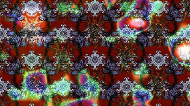 Süslü kumaş deseni. Raster illüstrasyonundaki çiçek desenli çizim. Renkli Bahar Teması eskiz kalıbı. Düz Çiçek Elementleri Tasarımı.