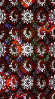 Siyah ve kahverengi renkte güzel çiçekler, suluboya desenli, duvar kağıdı, kart ya da kumaş için fayanslı eskizler. Raster..