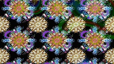 Çiçeksel çizim kalıbının yansıması. Vadinin çiçekleri siyah renklerde.