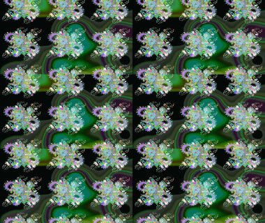 Tekstil, kumaş, kapaklar, duvar kağıtları, baskı, naylon, koleksiyon defteri, örgü, dekupaj için güzel bir eskiz. Millefleur 'lar. Küçük yeşil çiçekli oldukça eski bir besin torbası deseni..