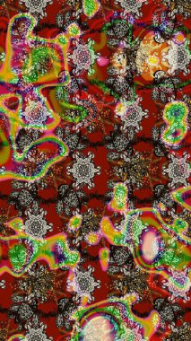 Raster illüstrasyonundaki çiçek desenli çizim. Kahverengi ve kırmızı renkte çiçekler.