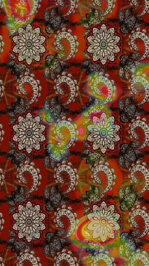 Çiçek deseni. Raster güzel kumaş deseni çiziyor. Düz Çiçek Elementleri Tasarımı. Renkli Bahar Teması çizim şablonu.