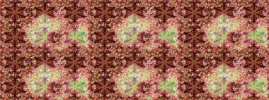 Flat Flower Elements Design. Flowers on brown and beige colors. Cute flower raster pattern. Colour Spring Theme sketch pattern Background.
