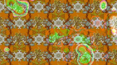 Kahverengi ve turuncu renkli çiçekler. Raster illüstrasyonunda çiçek deseni çizimi.