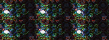 Motley illüstrasyonu. Moda baskıları için zarif bir şablon. Çiçekli bahar çiçekleri. Küçük renkli çiçekler. Küçük çiçekte güzel bir desen. Çizim.