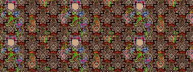 Kahverengi ve bej renkli çiçekler suluboya tarzında. Raster illüstrasyonunda çiçek deseni çizimi.