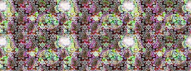 Raster suluboya çiçek deseni, narin çiçekler, gri ve nötr çiçekler, tebrik kartı şablonu. Raster Güzel kumaş deseni.