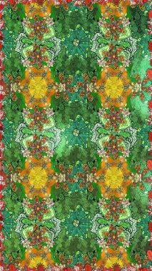 Renkli Bahar Teması eskiz kalıbı. Düz Çiçek Elementleri Tasarımı. Raster illüstrasyonundaki çiçek desenli çizim. Güzel kumaş deseni.