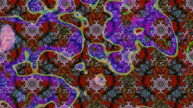 Klasik taslak çizimi. Raster çiçek izi. Çiçek kahverengi ve kırmızı çizim deseni.