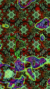 Yeşil ve kahverengi renkli çiçekler. Tatil havası. Nazik romantik baskı. Raster güzel bir çiçek deseni çizmiş. Bahar mevsimi.