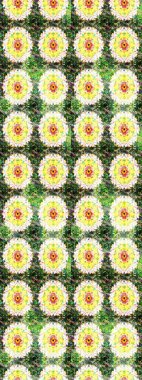 Çiçeklerle kusursuz desen. El çizimi. Suluboya çizimi. Yeşil ve sarı renkte çiçekler.