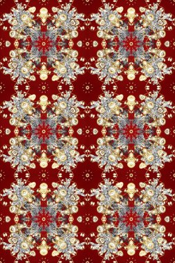 Raster altın pürüzsüz desen. Kırmızı, bej ve gri renklerdeki altın desenli altın elementler. Düz elle çizilmiş klasik koleksiyon. Arkaplan, kumaş, altın duvar kağıdı.