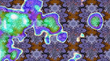 Parlak renkli çiçekleri ve mor renkli yaprakları olan harika bir çiçek deseni. Modern çiçek arkaplanı. Moda baskıları için zarif bir şablon. Halk stili.