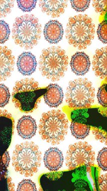 Flowers on white and neutral colors. Sketch Floral Pattern in Raster illustration.