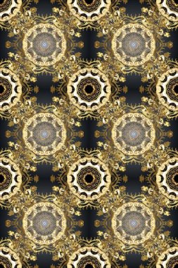 Lüks, kraliyet ve Viktorya dönemi konsepti. Kahverengi, bej ve gri renklerde altın element. Kahverengi, bej ve gri üzerine altın rengi, klasik barok çiçeksiz desenler. Süslü raster dekorasyonu.