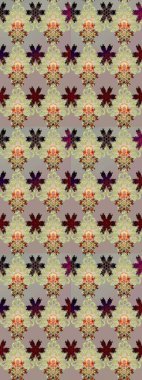 Süslü kumaş deseni. Düz Çiçek Elementleri Tasarımı. Raster illüstrasyonundaki çiçek desenli çizim. Renkli Bahar Teması çizim şablonu.