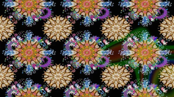 Soyut etnik raster kusursuz desen. Kabile sanatı boho baskısı, klasik çiçek arkaplanı. Arkaplan dokusu, duvar kağıdı, siyah ve kahverengi renkli çiçek teması.